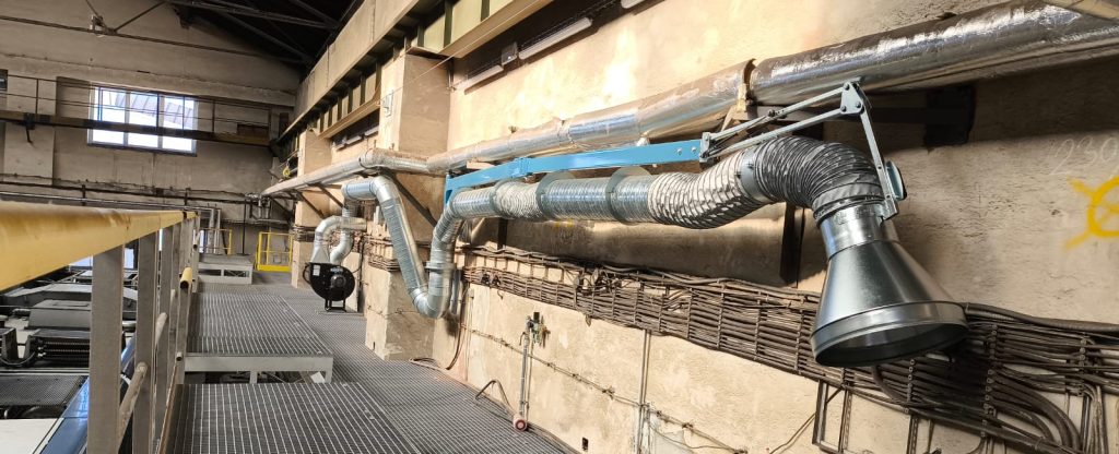 Složené rameno odsávání výfukových plynů ČD Olomouc